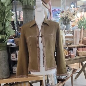 Vintage Vera Cristina Olive Green Women's Silk Jacket